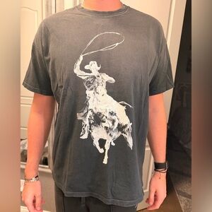 Rodeo Cowboy Graphic Tee in Charcoal